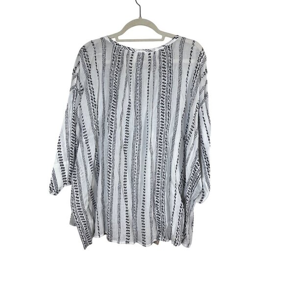 Logo Coastal Tunic Top L White Striped Boho Western Resort Tassel Classic 80s - Picture 5 of 11